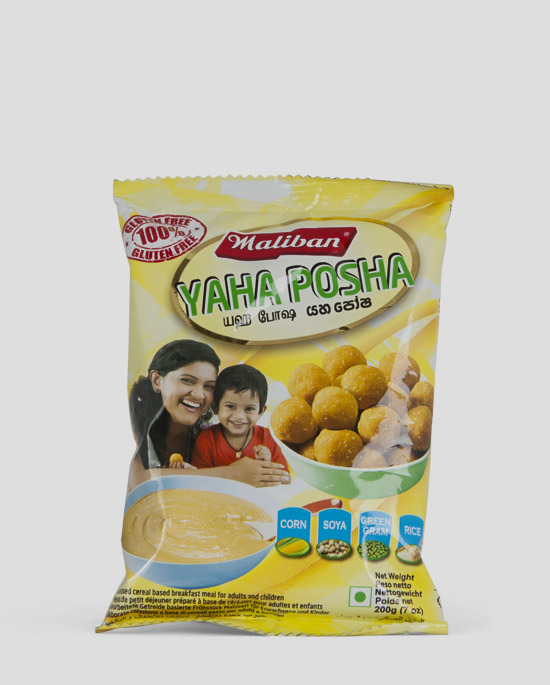 Maliban, Yaha Posha, 200g Produktbeschreibung Verarbeitetes Getreide für Frühstück, Processed Cereal based breakfast meal. 100% Gluten Free., Spicelands