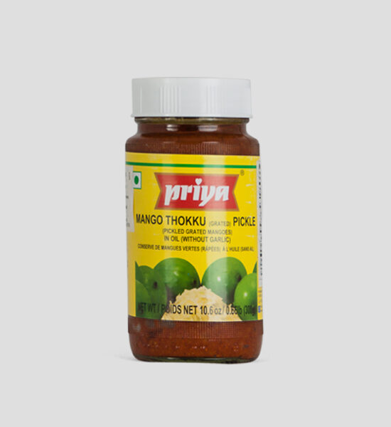 Priya Mango Thokku Pickle 300g Produktbeschreibung Pickled grated Mangoes in Oil without Garlic