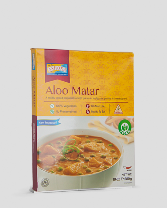 Ashoka, Aloo Matar, 280g Produktbeschreibung Fertiggericht 100% Vegetarisch, Glutenfree, ohne Zusatzstoffe.