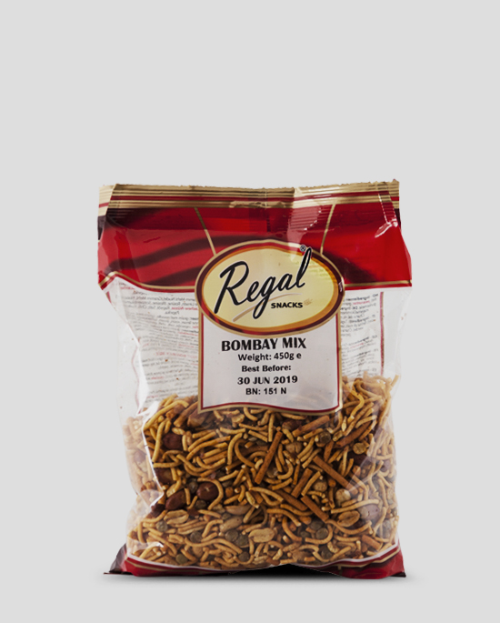 Regal, Bombay Mix, 450g Produktbeschreibung Ready to Eat Snacks. Knusprige Indische Chips.