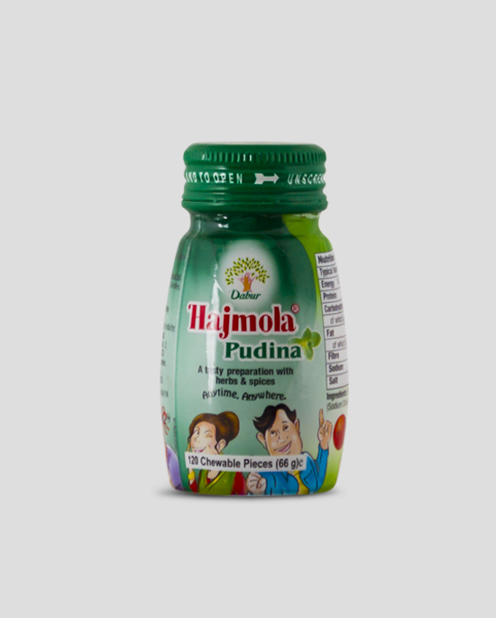 Hajmola, Pudina, 66g Produktbeschreibung Hajmola Pudina (Minze) sind Tabletten, die man nachdem essen einnimmt um die Verdauung anzukurbeln.
