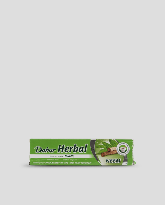 Dabur, Herbal Toothpaste, 155g Produktbeschreibung Die vegetarische Dabur Herbal Zahnpasta mit Neem sorgt für starke gesunde Zähne & Zahnfleisch. Hilft auf natürliche Weise das Zahnfleisch zu beruhigen und die Zähne zu kräftigen.