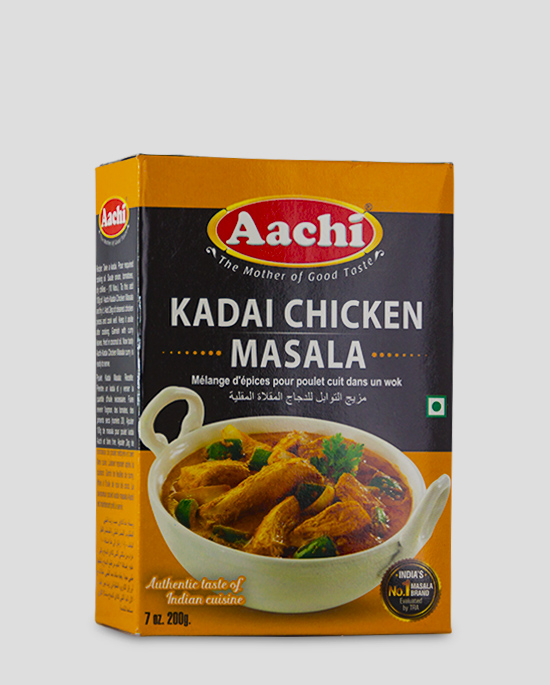 Aachi Kadai Chicken Masala 200g Produktbeschreibung Gewürzmischung für Kadai Chicken Gericht - Make authentic & savory Kadai Chicken with this easy to use spice mix.