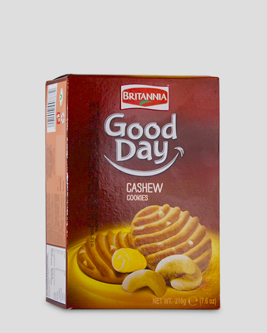 Britannia Good Day Cashew Cookies 216g Produktbeschreibung Britannia Good Day Cashew Cookies with its delightful aroma and crunchy cookie bite. Your favourite cookies here at spicelands.de