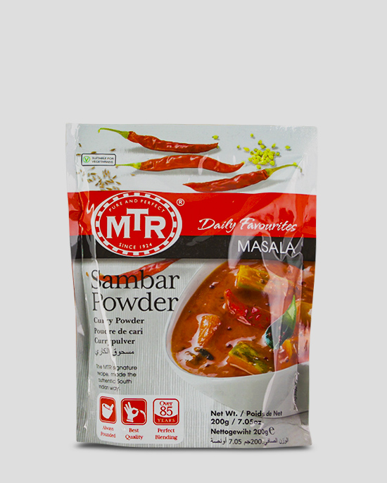 MTR Sambar Powder 200g Produktbeschreibung Sambar Powder - Spice up your dish with this authentic sambar powder.