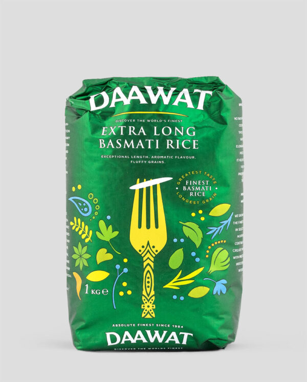 Daawat - 1kg Extra Long Basmatireis (extralange Körner)