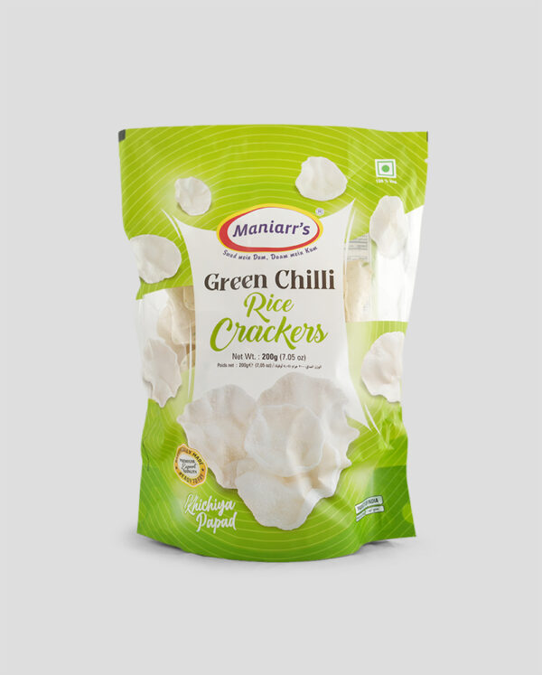 Maniarrs Green Chilli Rice Crackers (Khichiya) 200g