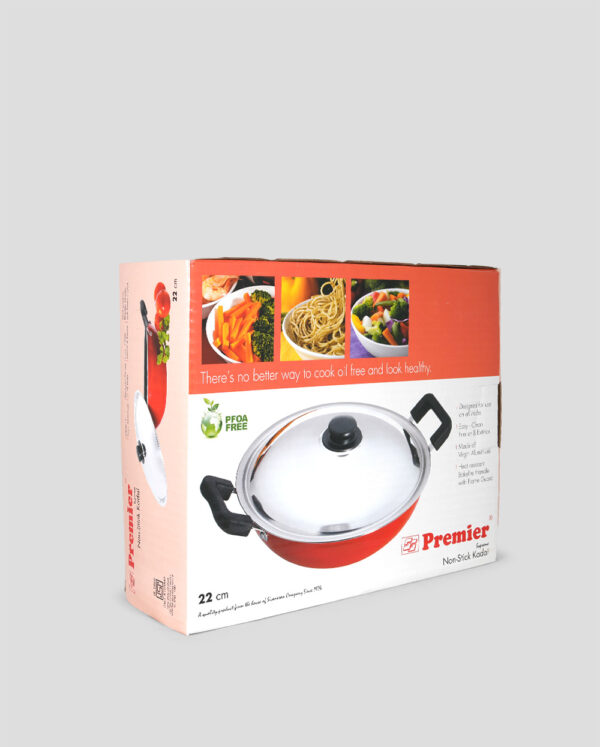 Premier Non Stick Kadai with Stainless Steel lid 22 CM