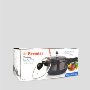 Premier Cucina Trendy Black Handi Pressure Cooker With Glass Lid 5.5 LTR