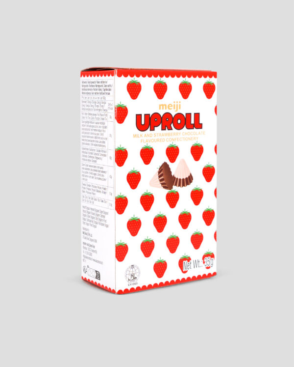 Meiji Uproll Milk and Strawberry Chocolate 35g